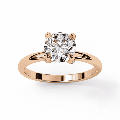 Round Cut Lab Grown Diamond Halo Engagement Ring with Hidden Pavé Basket