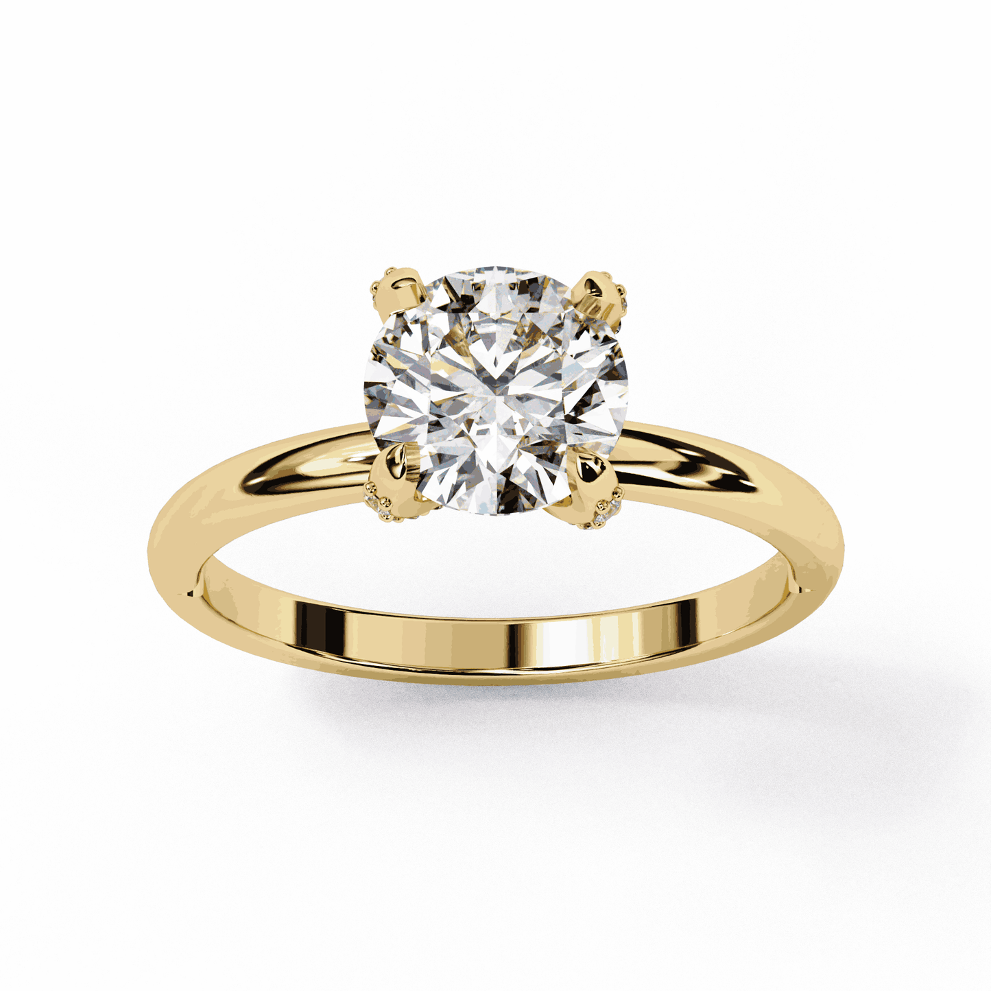 Round Cut Lab Grown Diamond Halo Engagement Ring with Hidden Pavé Basket