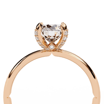 Round Cut Lab Grown Diamond Halo Engagement Ring with Hidden Pavé Basket
