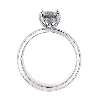 Round Cut Lab Grown Diamond Halo Engagement Ring with Hidden Pavé Basket