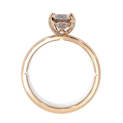 Round Cut Lab Grown Diamond Halo Engagement Ring with Hidden Pavé Basket