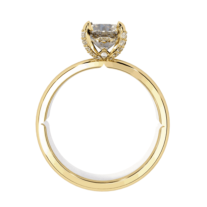 Round Cut Lab Grown Diamond Halo Engagement Ring with Hidden Pavé Basket
