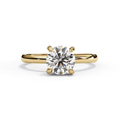 Round Cut Lab Grown Diamond Halo Engagement Ring with Hidden Pavé Basket