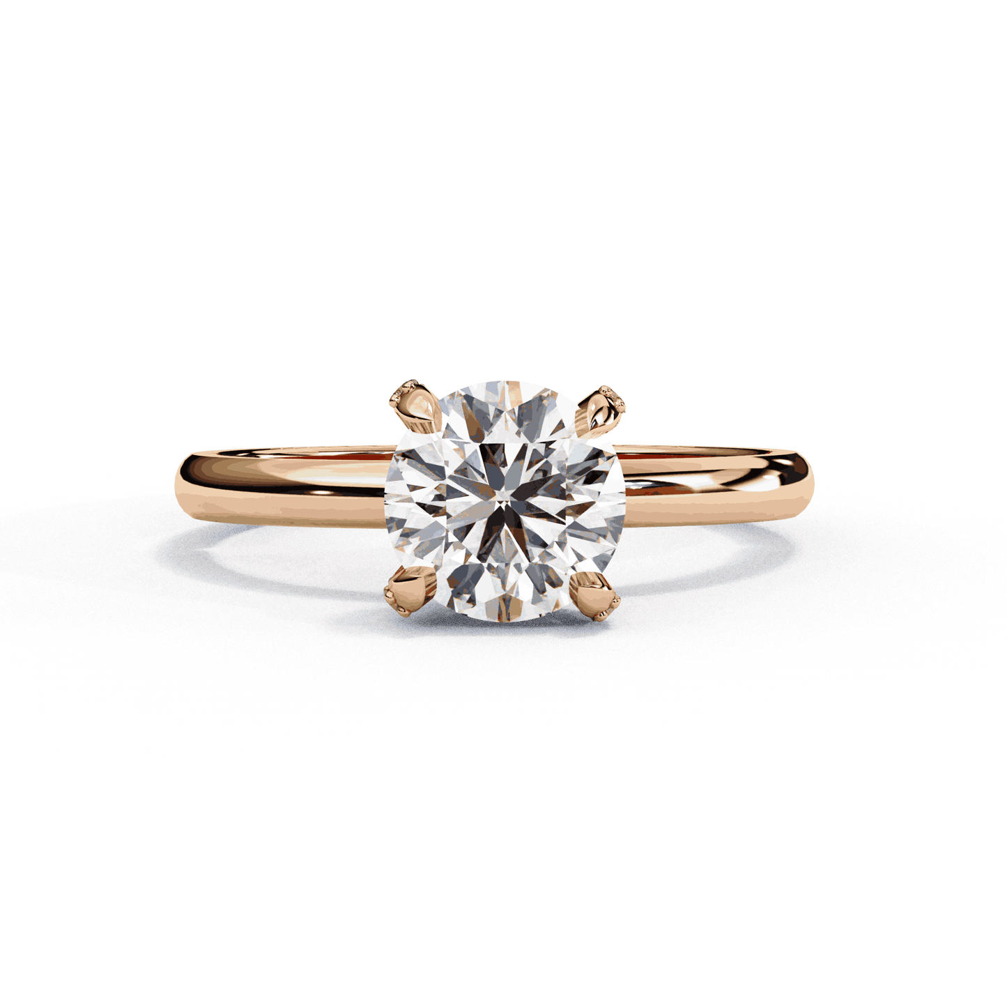 Round Cut Lab Grown Diamond Halo Engagement Ring with Hidden Pavé Basket