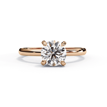 Round Cut Lab Grown Diamond Halo Engagement Ring with Hidden Pavé Basket