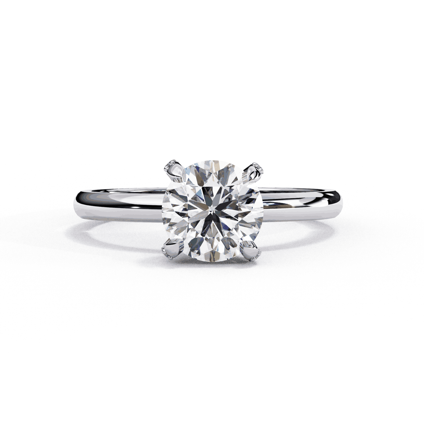 Round Cut Lab Grown Diamond Halo Engagement Ring with Hidden Pavé Basket