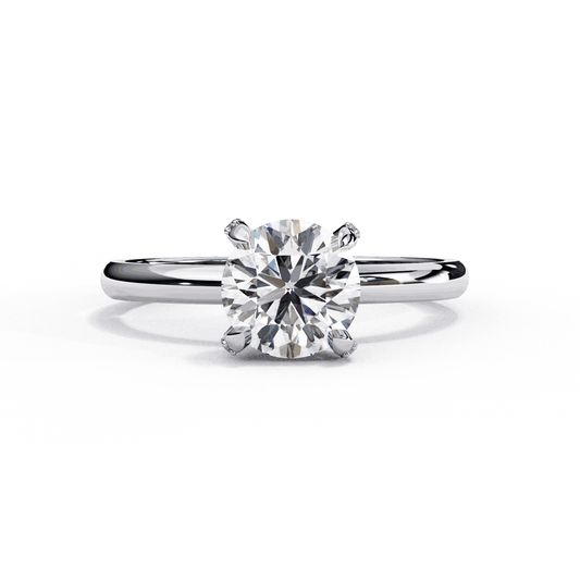 Round Cut Lab Grown Diamond Halo Engagement Ring with Hidden Pavé Basket