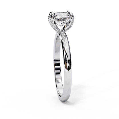 Round Cut Lab Grown Diamond Halo Engagement Ring with Hidden Pavé Basket