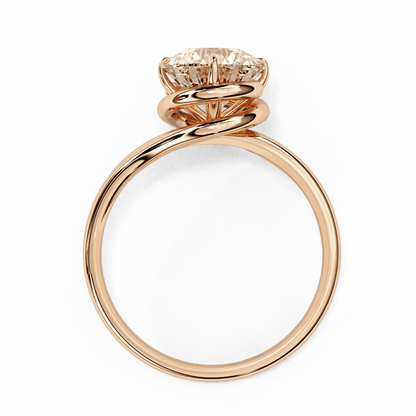 Round Cut Lab Grown Diamond Solitaire Engagement Ring with Swirl Wrap Split Shank