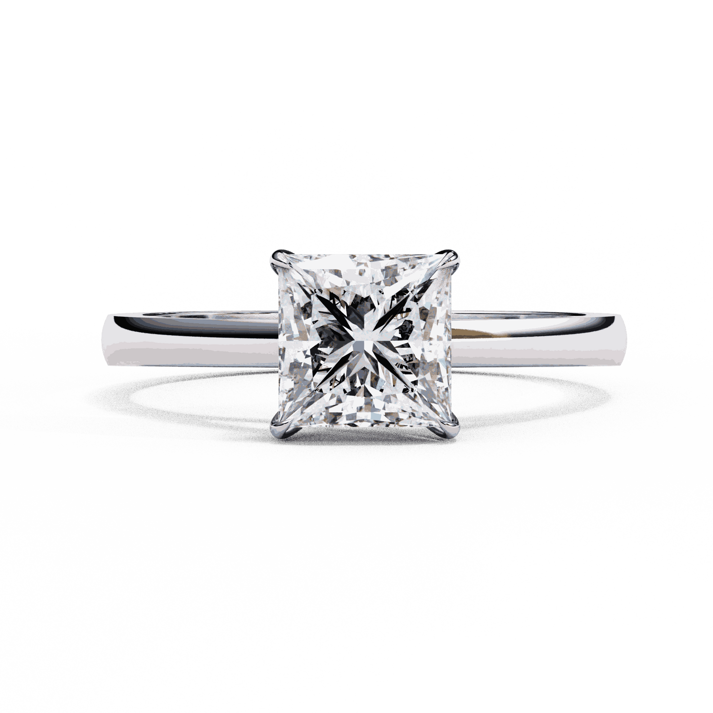 Princess Cut Lab Grown Diamond Solitaire Engagement Ring with Tapered Cathedral V Prong
