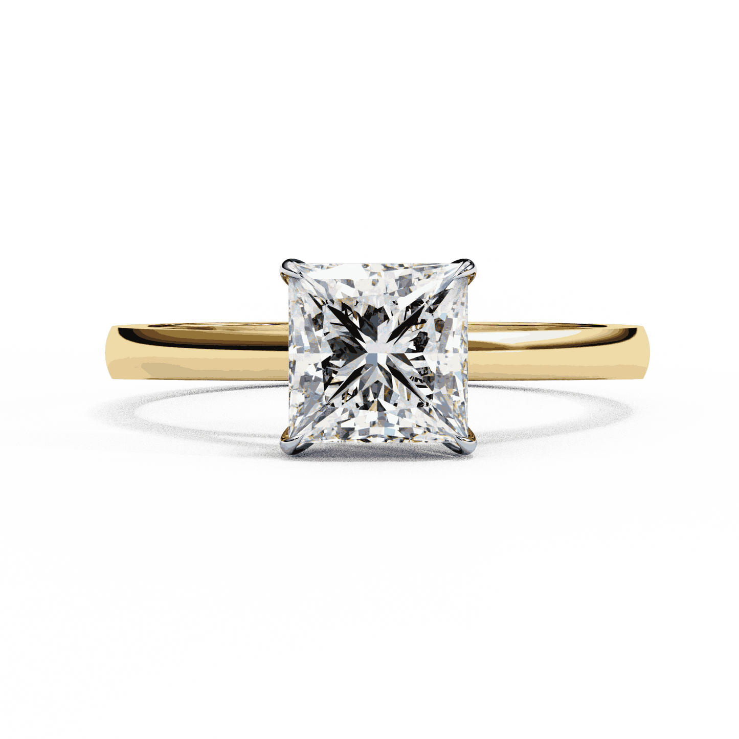 Princess Cut Lab Grown Diamond Solitaire Engagement Ring with Tapered Cathedral V Prong