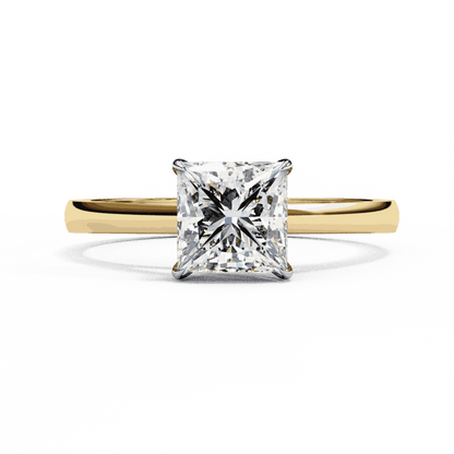 Princess Cut Lab Grown Diamond Solitaire Engagement Ring with Tapered Cathedral V Prong