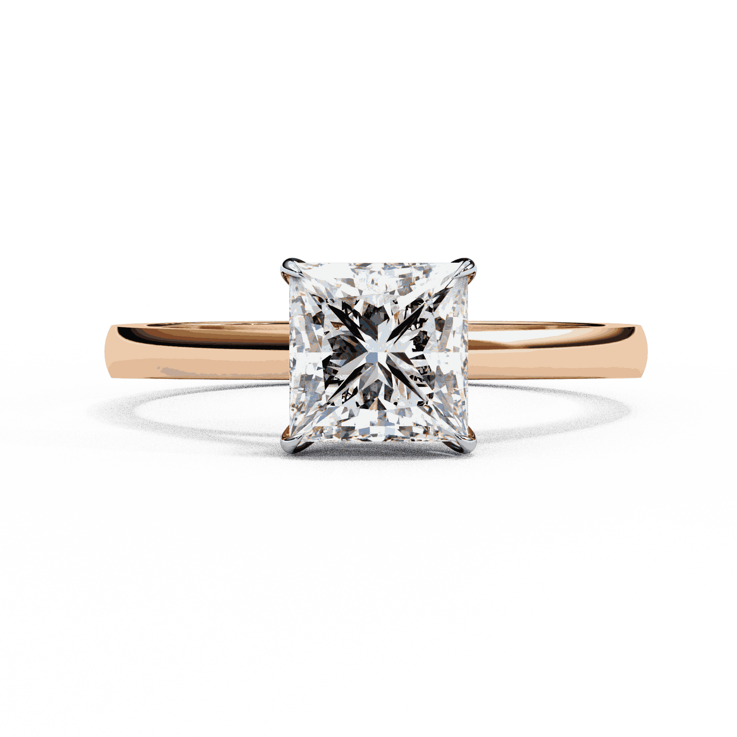 Princess Cut Lab Grown Diamond Solitaire Engagement Ring with Tapered Cathedral V Prong