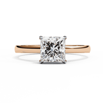 Princess Cut Lab Grown Diamond Solitaire Engagement Ring with Tapered Cathedral V Prong