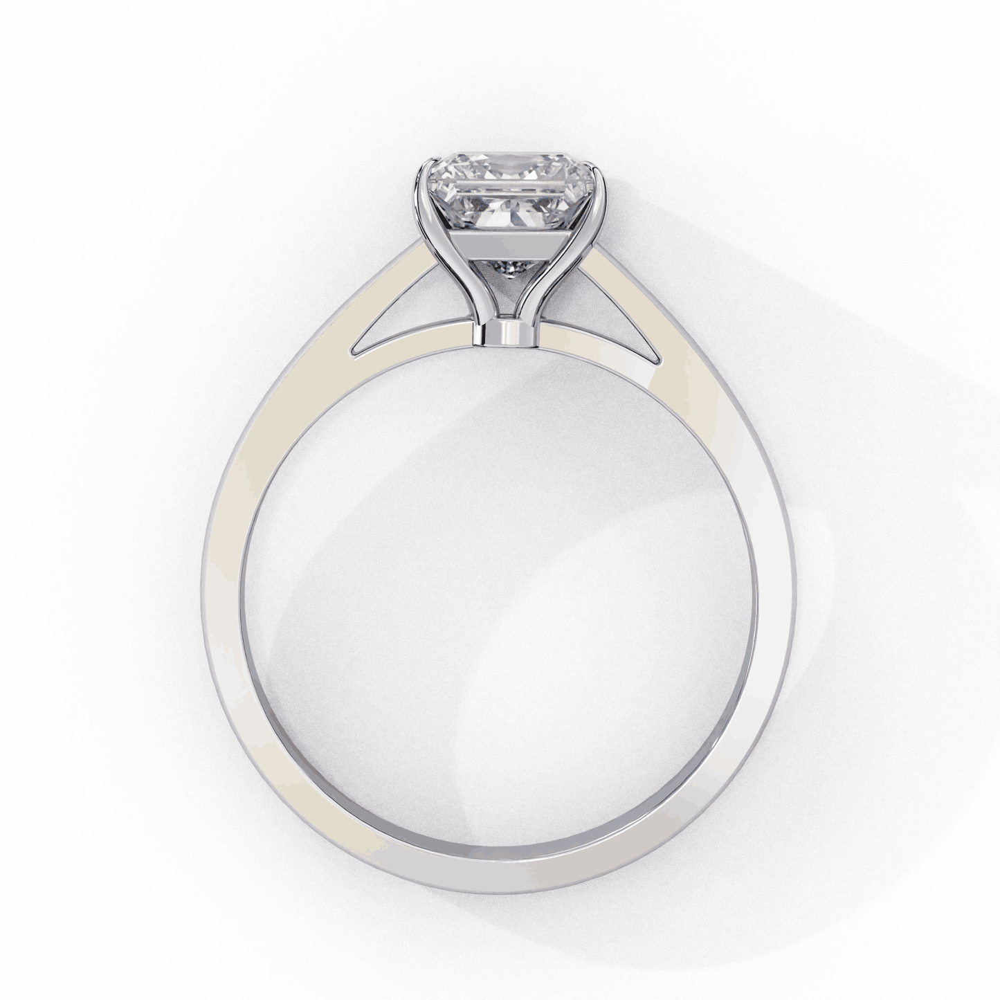 Princess Cut Lab Grown Diamond Solitaire Engagement Ring with Tapered Cathedral V Prong