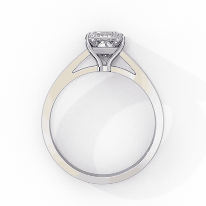 Princess Cut Lab Grown Diamond Solitaire Engagement Ring with Tapered Cathedral V Prong