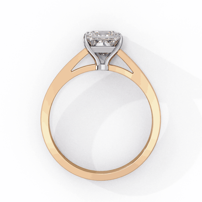 Princess Cut Lab Grown Diamond Solitaire Engagement Ring with Tapered Cathedral V Prong
