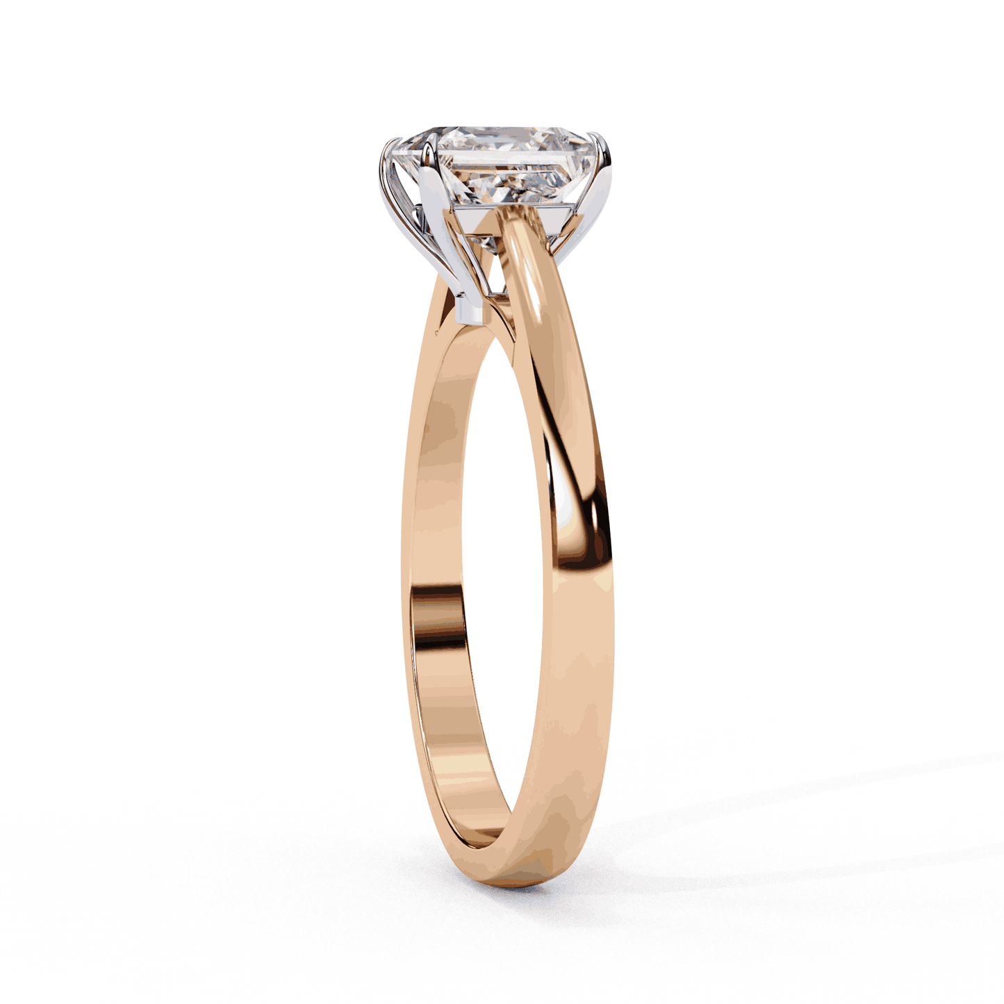 Princess Cut Lab Grown Diamond Solitaire Engagement Ring with Tapered Cathedral V Prong