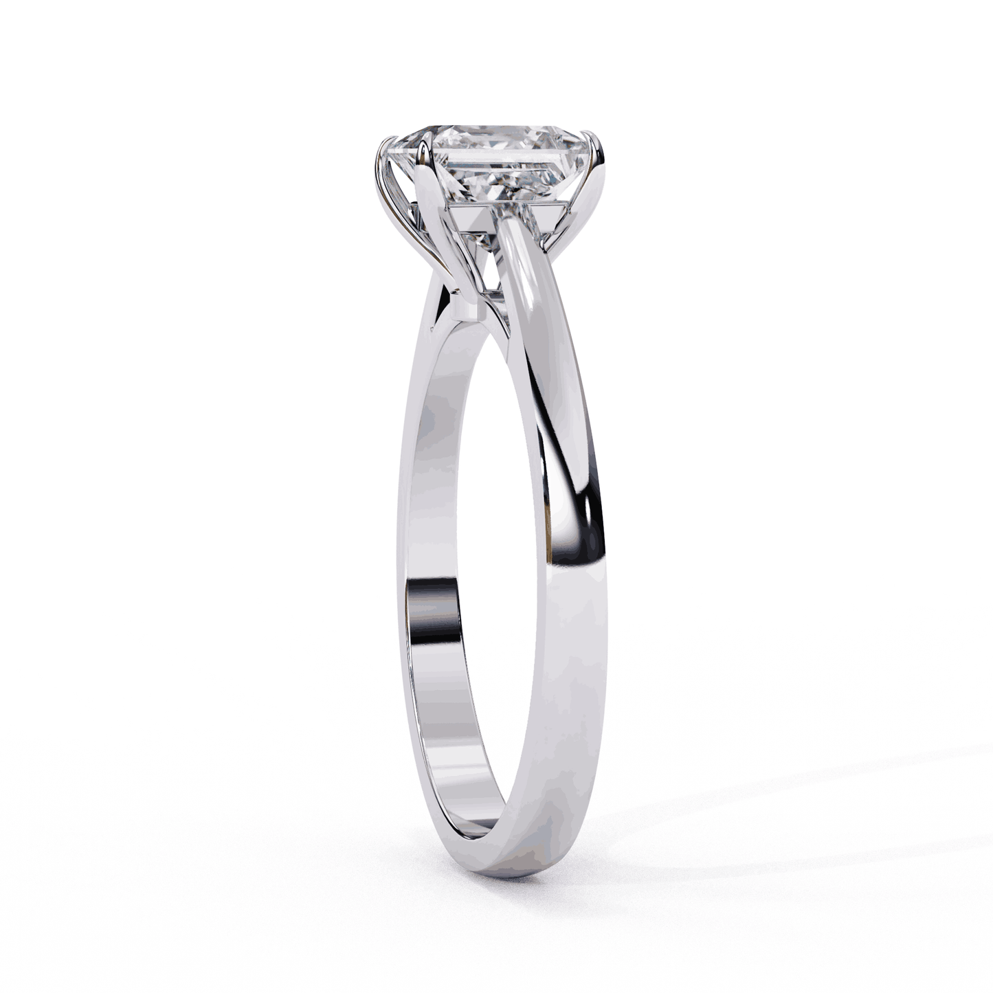Princess Cut Lab Grown Diamond Solitaire Engagement Ring with Tapered Cathedral V Prong