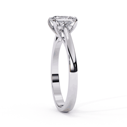 Princess Cut Lab Grown Diamond Solitaire Engagement Ring with Tapered Cathedral V Prong