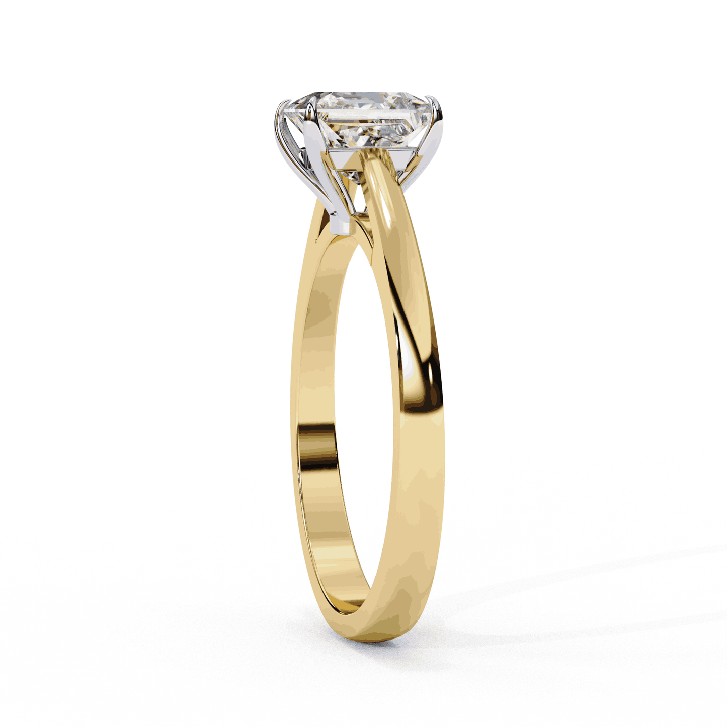Princess Cut Lab Grown Diamond Solitaire Engagement Ring with Tapered Cathedral V Prong