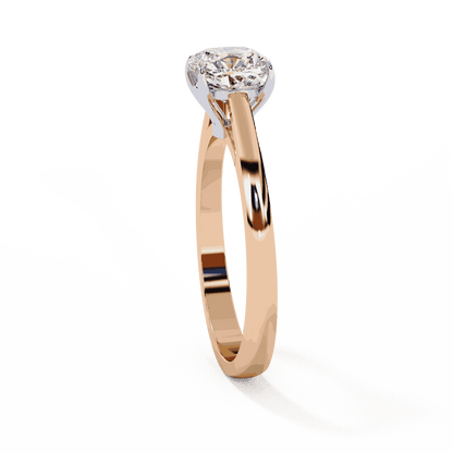 Cushion Cut Lab Grown Diamond Solitaire Engagement Ring with Double Claw Cathedral Band
