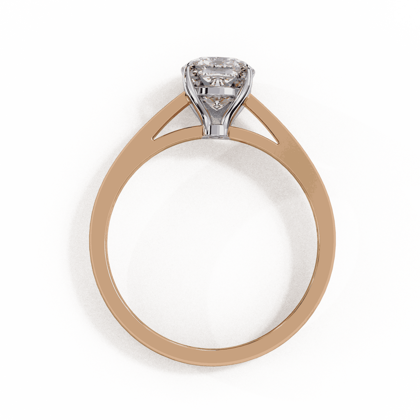 Cushion Cut Lab Grown Diamond Solitaire Engagement Ring with Double Claw Cathedral Band
