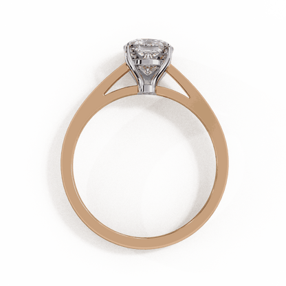 Cushion Cut Lab Grown Diamond Solitaire Engagement Ring with Double Claw Cathedral Band