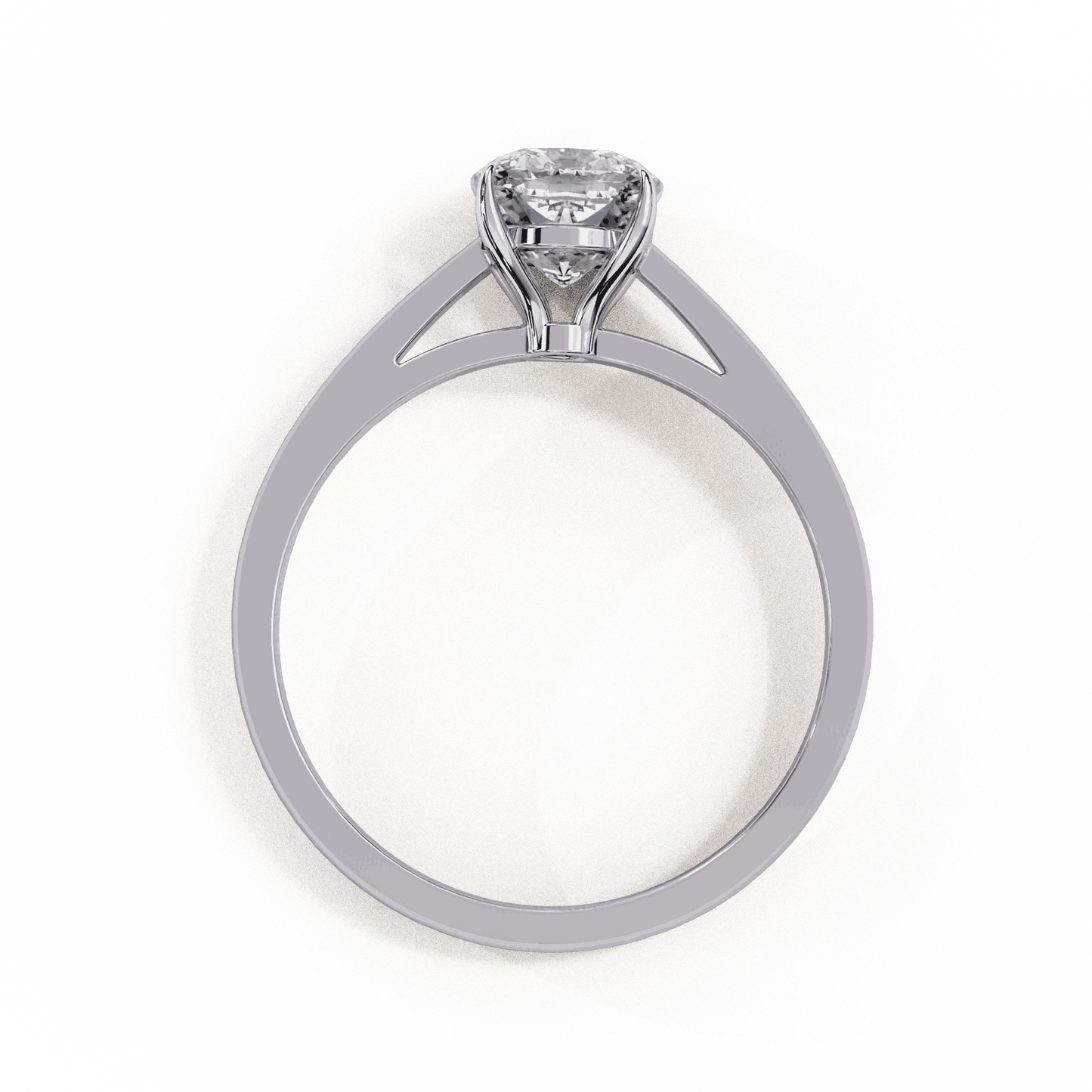 Cushion Cut Lab Grown Diamond Solitaire Engagement Ring with Double Claw Cathedral Band