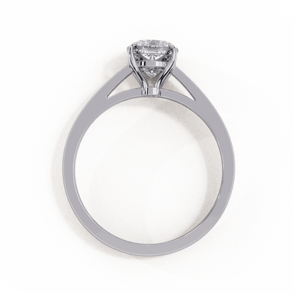 Cushion Cut Lab Grown Diamond Solitaire Engagement Ring with Double Claw Cathedral Band
