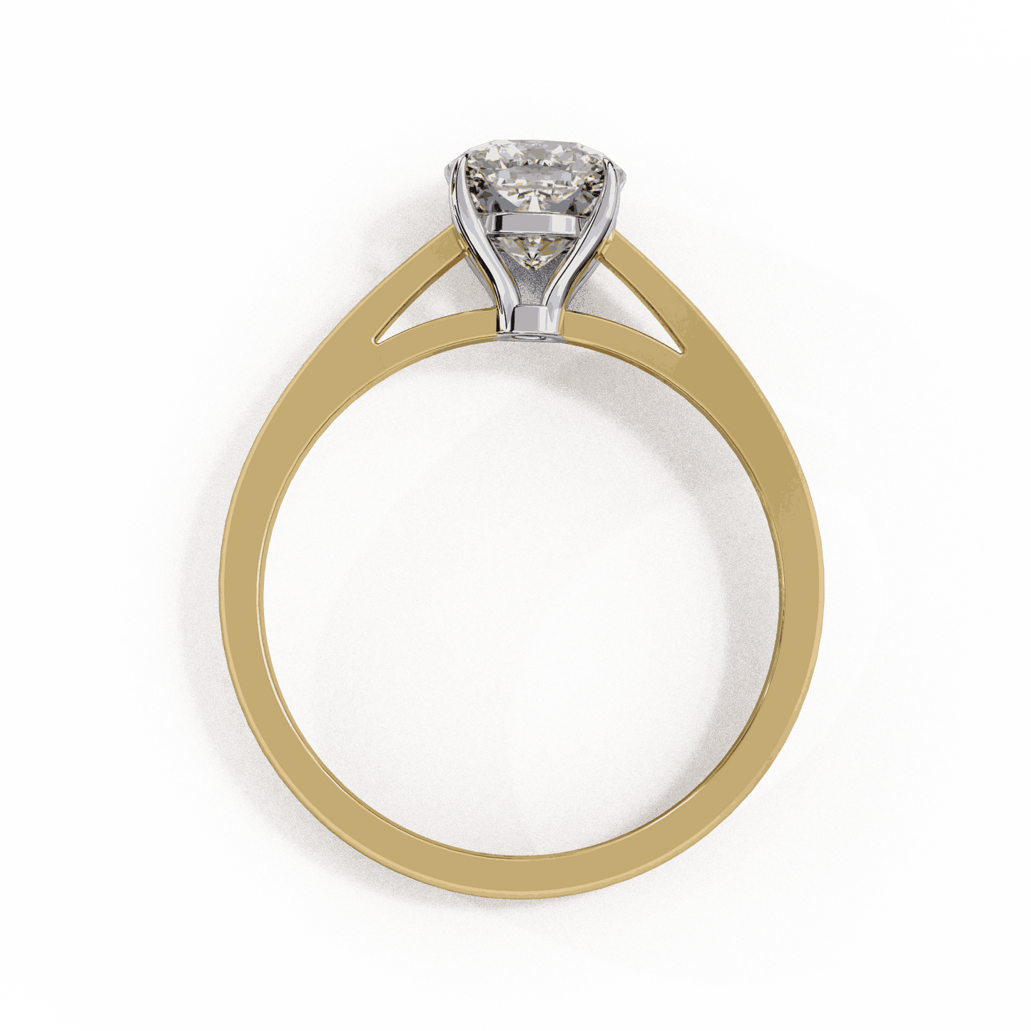 Cushion Cut Lab Grown Diamond Solitaire Engagement Ring with Double Claw Cathedral Band
