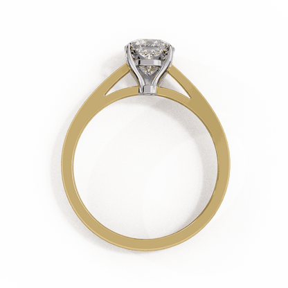Cushion Cut Lab Grown Diamond Solitaire Engagement Ring with Double Claw Cathedral Band