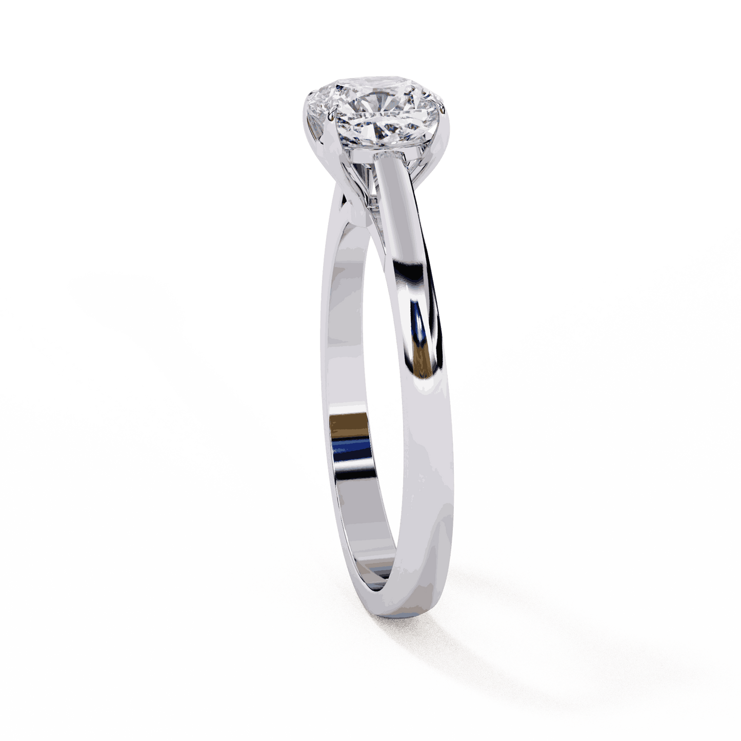 Cushion Cut Lab Grown Diamond Solitaire Engagement Ring with Double Claw Cathedral Band