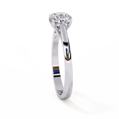 Cushion Cut Lab Grown Diamond Solitaire Engagement Ring with Double Claw Cathedral Band