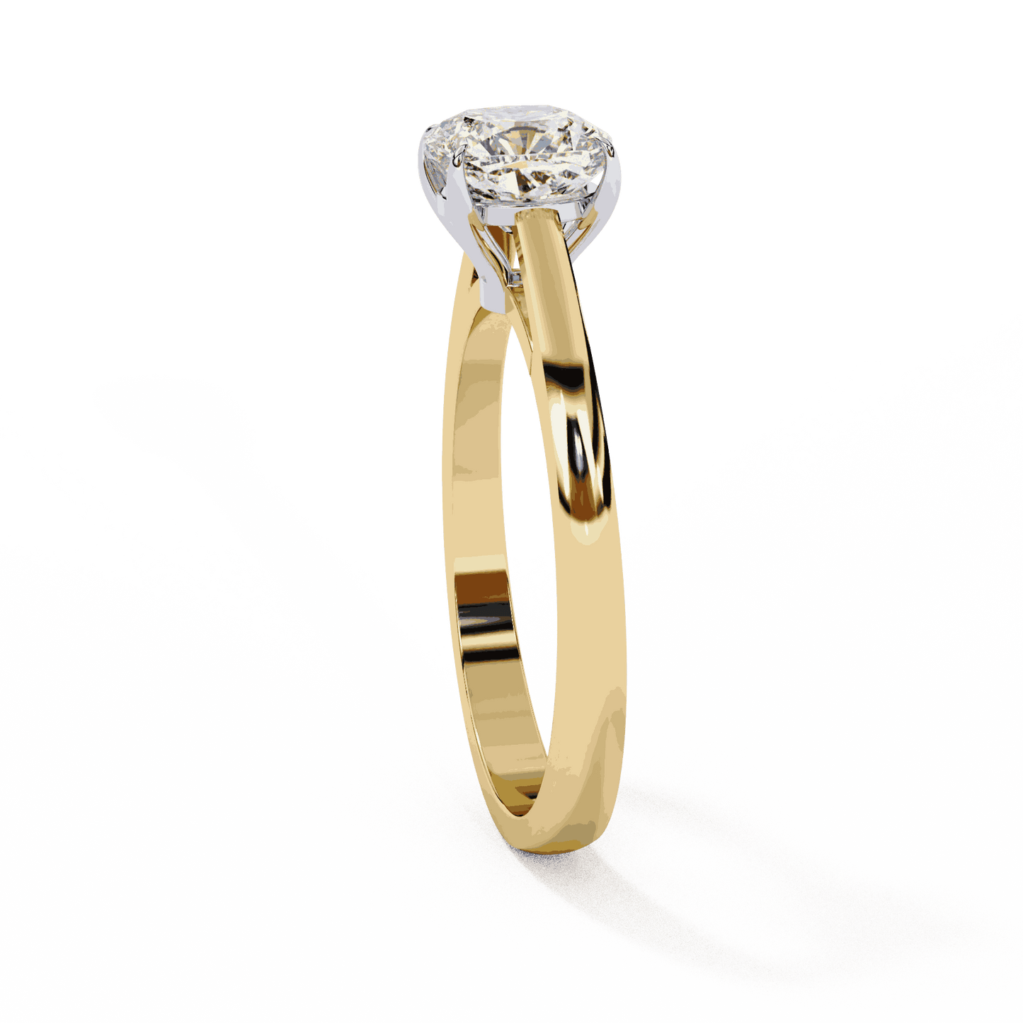 Cushion Cut Lab Grown Diamond Solitaire Engagement Ring with Double Claw Cathedral Band