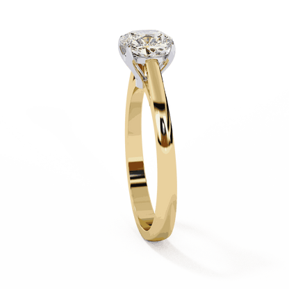 Cushion Cut Lab Grown Diamond Solitaire Engagement Ring with Double Claw Cathedral Band