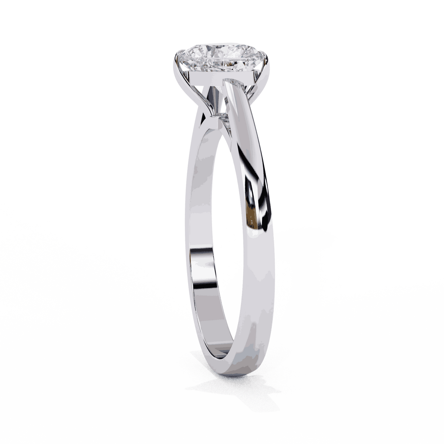 Heart Cut Lab Grown Diamond Solitaire Engagement Ring with Three Prong Tapered Band