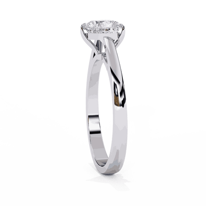 Heart Cut Lab Grown Diamond Solitaire Engagement Ring with Three Prong Tapered Band