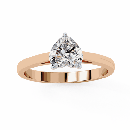 Heart Cut Lab Grown Diamond Solitaire Engagement Ring with Three Prong Tapered Band