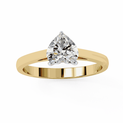 Heart Cut Lab Grown Diamond Solitaire Engagement Ring with Three Prong Tapered Band