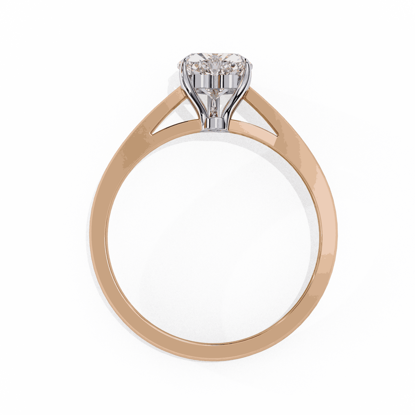 Heart Cut Lab Grown Diamond Solitaire Engagement Ring with Three Prong Tapered Band