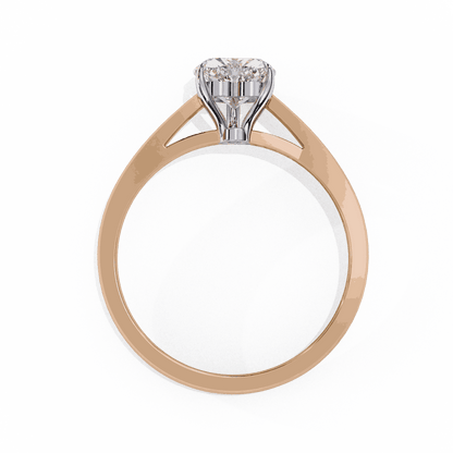 Heart Cut Lab Grown Diamond Solitaire Engagement Ring with Three Prong Tapered Band