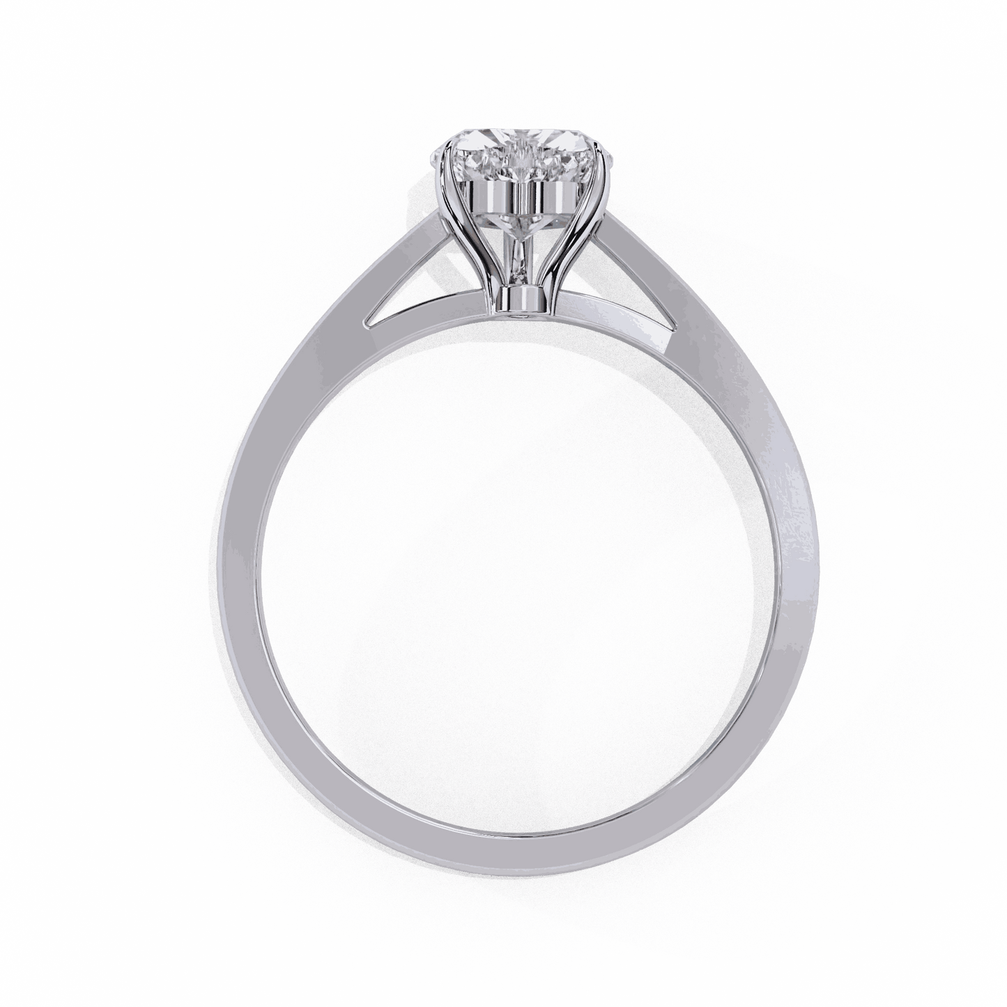 Heart Cut Lab Grown Diamond Solitaire Engagement Ring with Three Prong Tapered Band