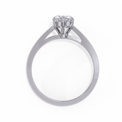 Heart Cut Lab Grown Diamond Solitaire Engagement Ring with Three Prong Tapered Band