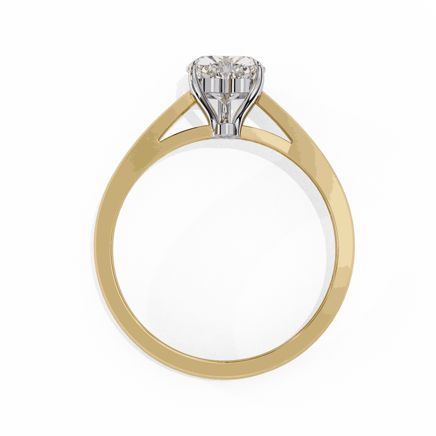 Heart Cut Lab Grown Diamond Solitaire Engagement Ring with Three Prong Tapered Band