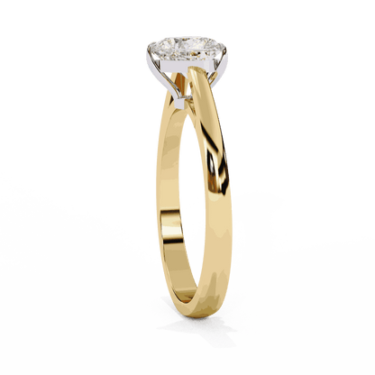 Heart Cut Lab Grown Diamond Solitaire Engagement Ring with Three Prong Tapered Band