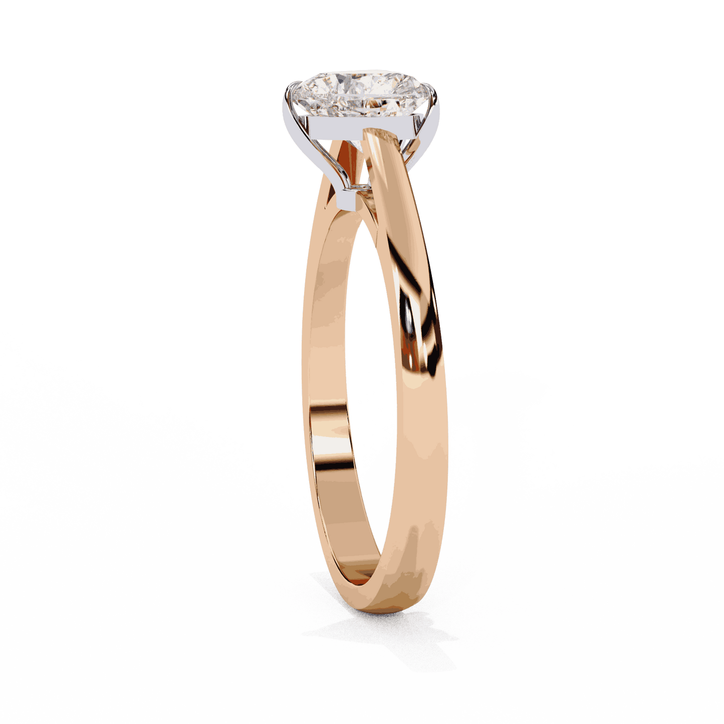 Heart Cut Lab Grown Diamond Solitaire Engagement Ring with Three Prong Tapered Band