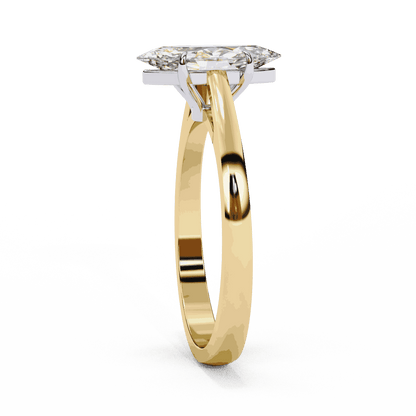 Marquise Cut Lab Grown Diamond Solitaire Engagement Ring with Six Prong Tapered Cathedral