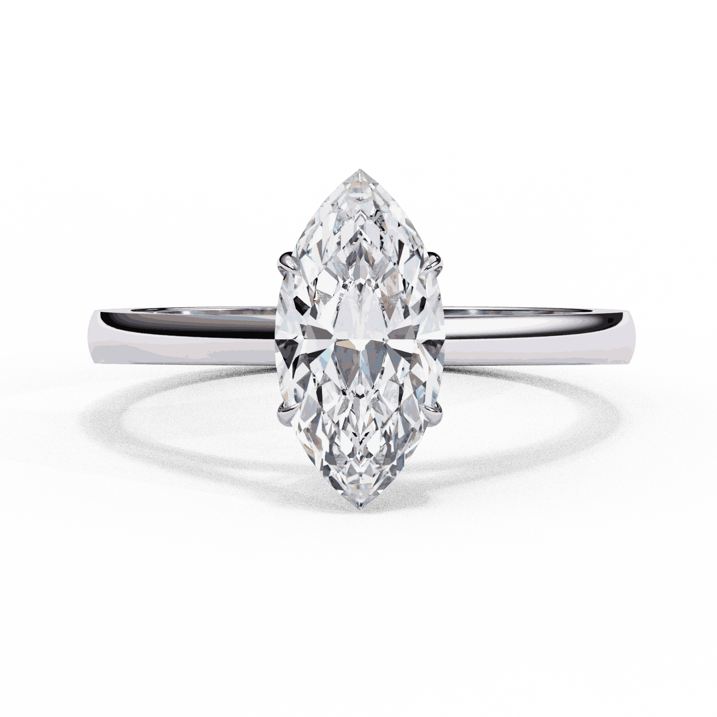 Marquise Cut Lab Grown Diamond Solitaire Engagement Ring with Six Prong Tapered Cathedral