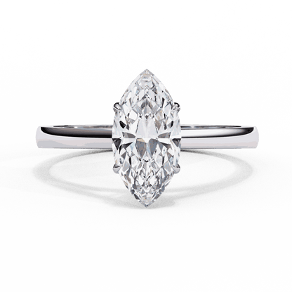Marquise Cut Lab Grown Diamond Solitaire Engagement Ring with Six Prong Tapered Cathedral